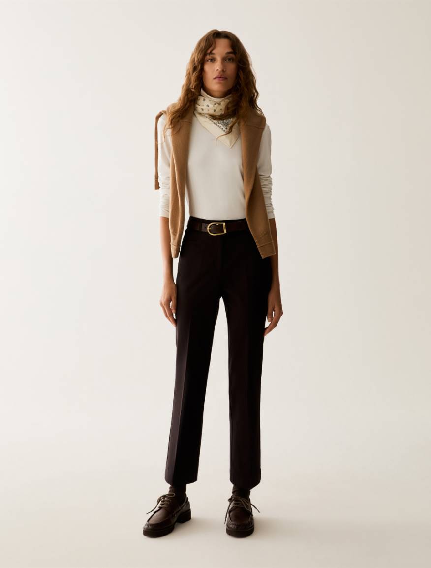 Mini-flare cut trousers - DARK BROWN - Pennyblack