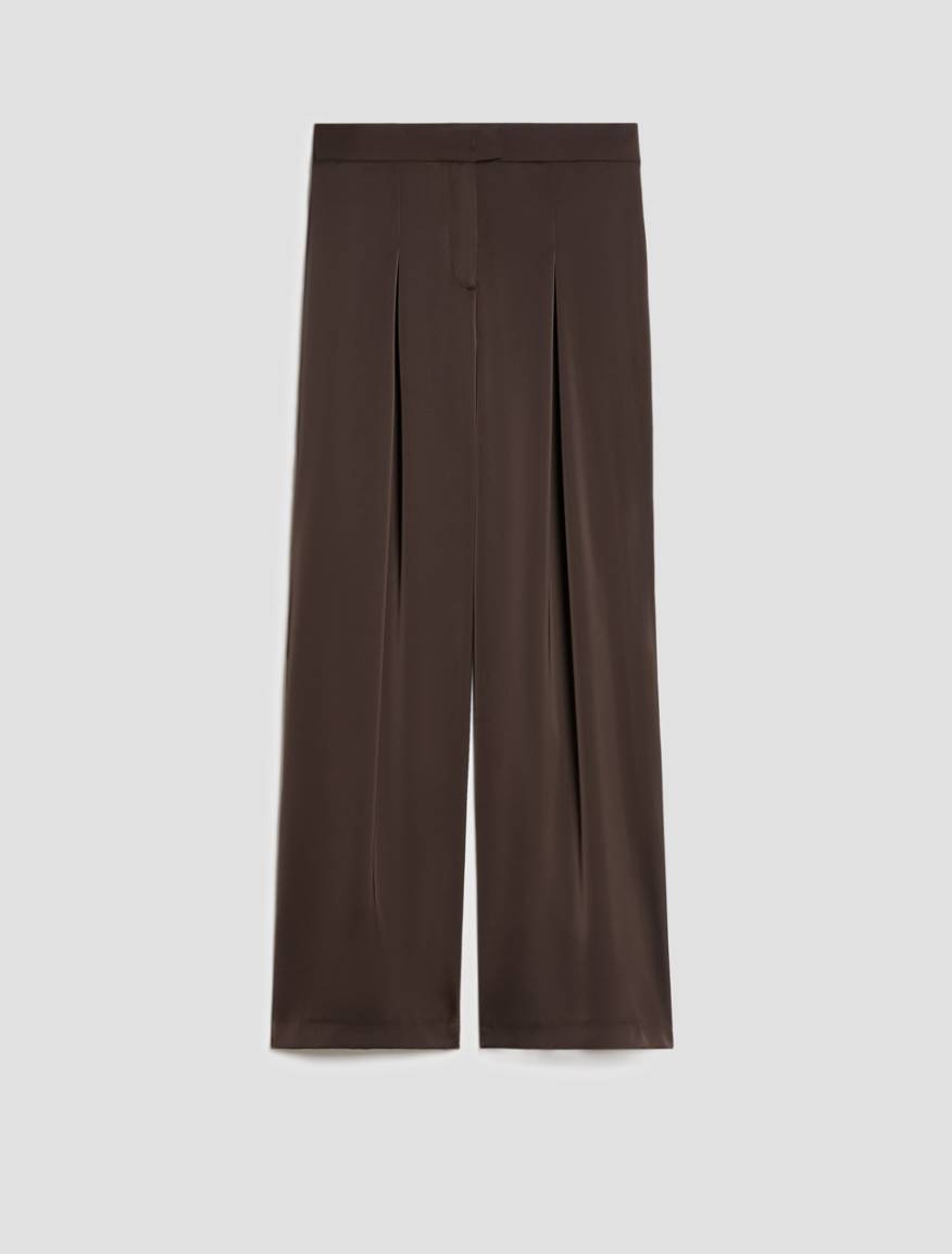 Wide-fit double satin trousers - DARK BOWN - Pennyblack - 2