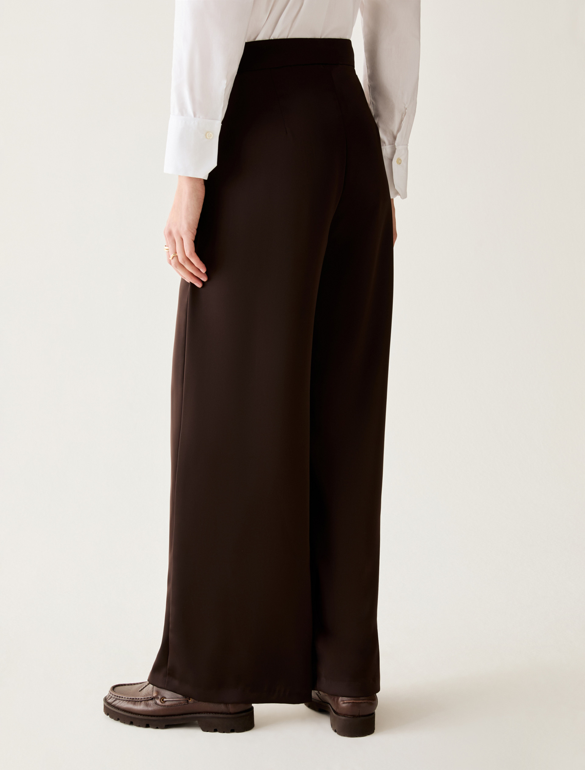 Wide-fit double satin trousers - DARK BOWN - Pennyblack - 3