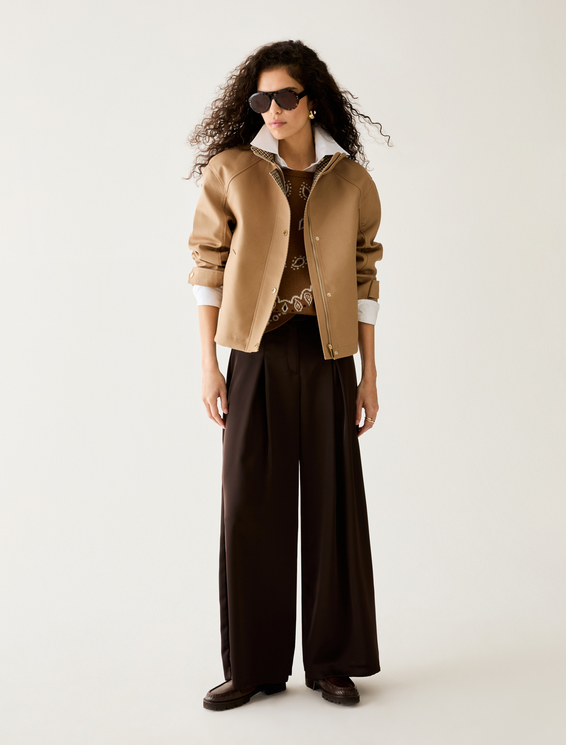 Wide-fit double satin trousers - DARK BOWN - Pennyblack - 5