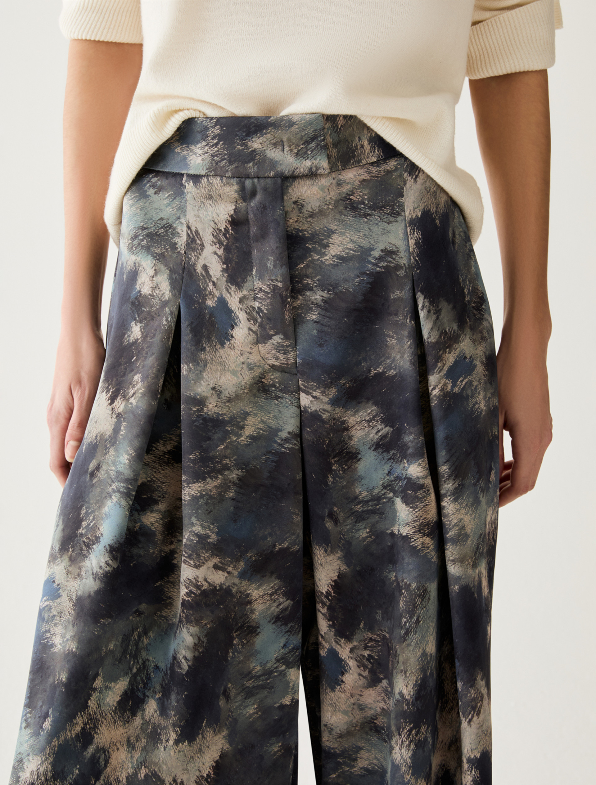 Wide-fit double satin trousers - LIGHT BLUE - Pennyblack - 4