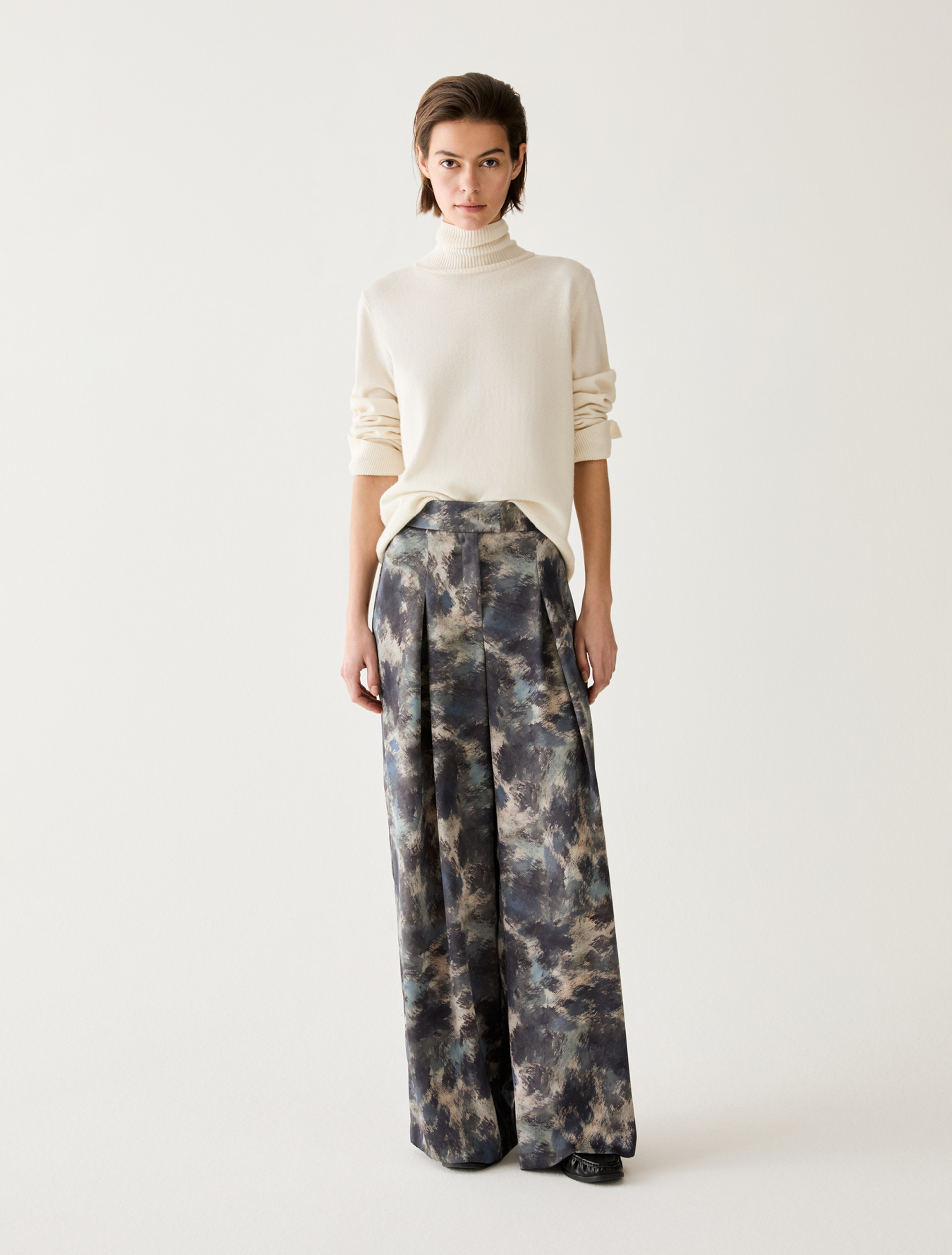 Wide-fit double satin trousers - LIGHT BLUE - Pennyblack - 1