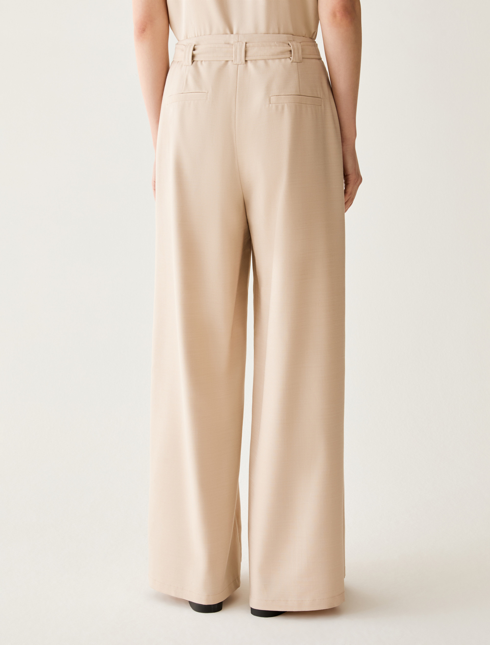 Wide-fit trousers with slits - ALMOND - pennyblack