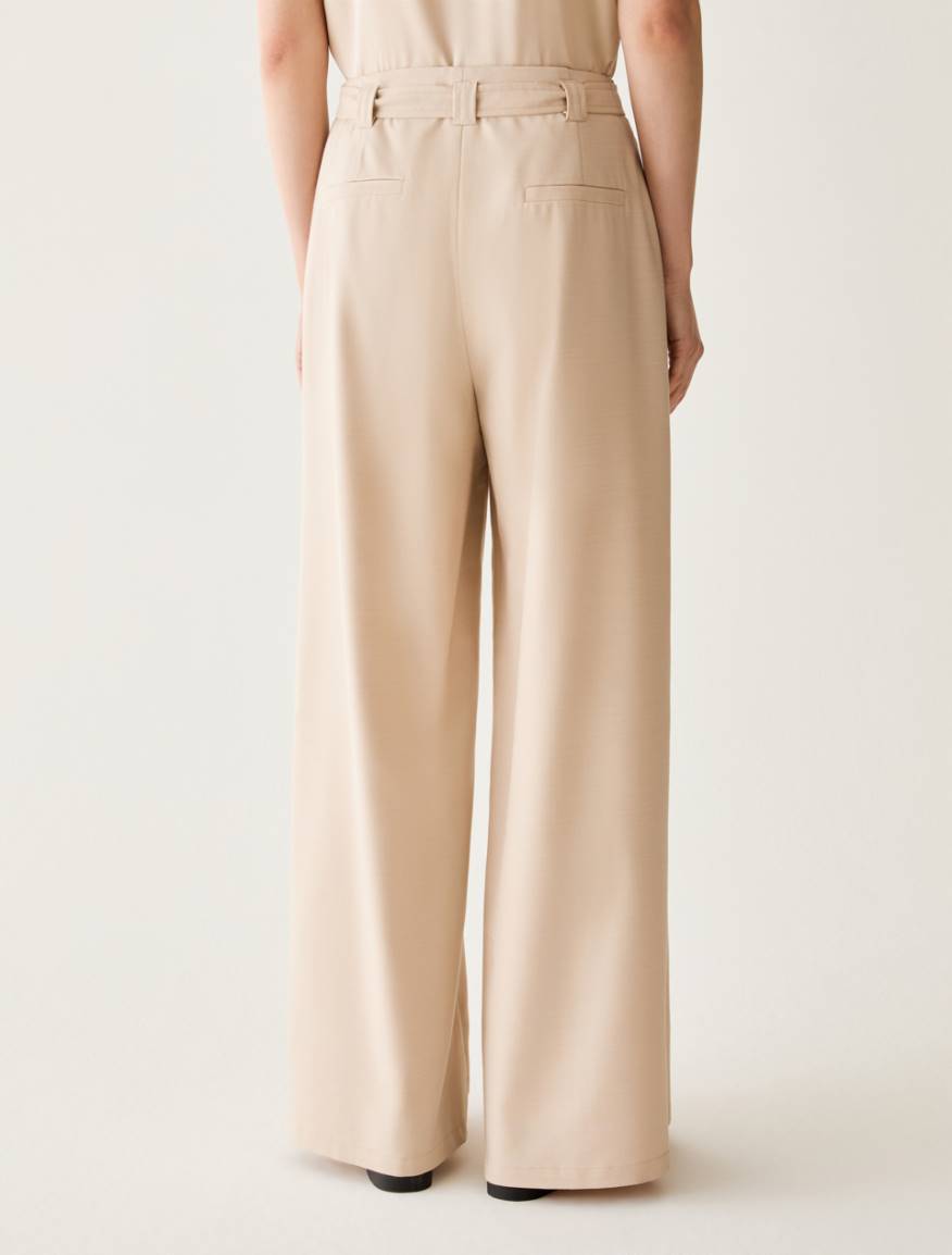 Wide-fit trousers with slits - ALMOND - Pennyblack - 3