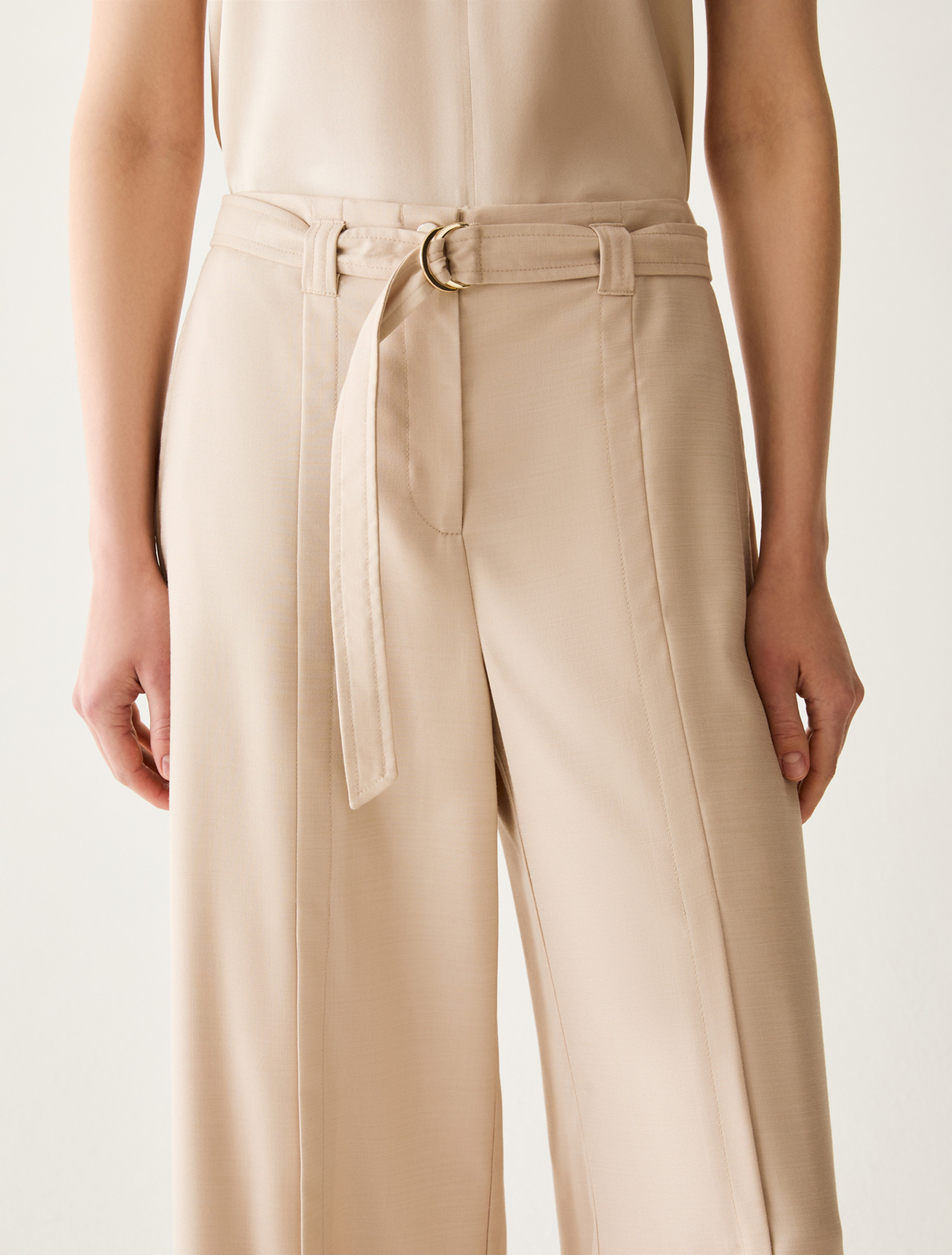 Wide-fit trousers with slits - ALMOND - pennyblack