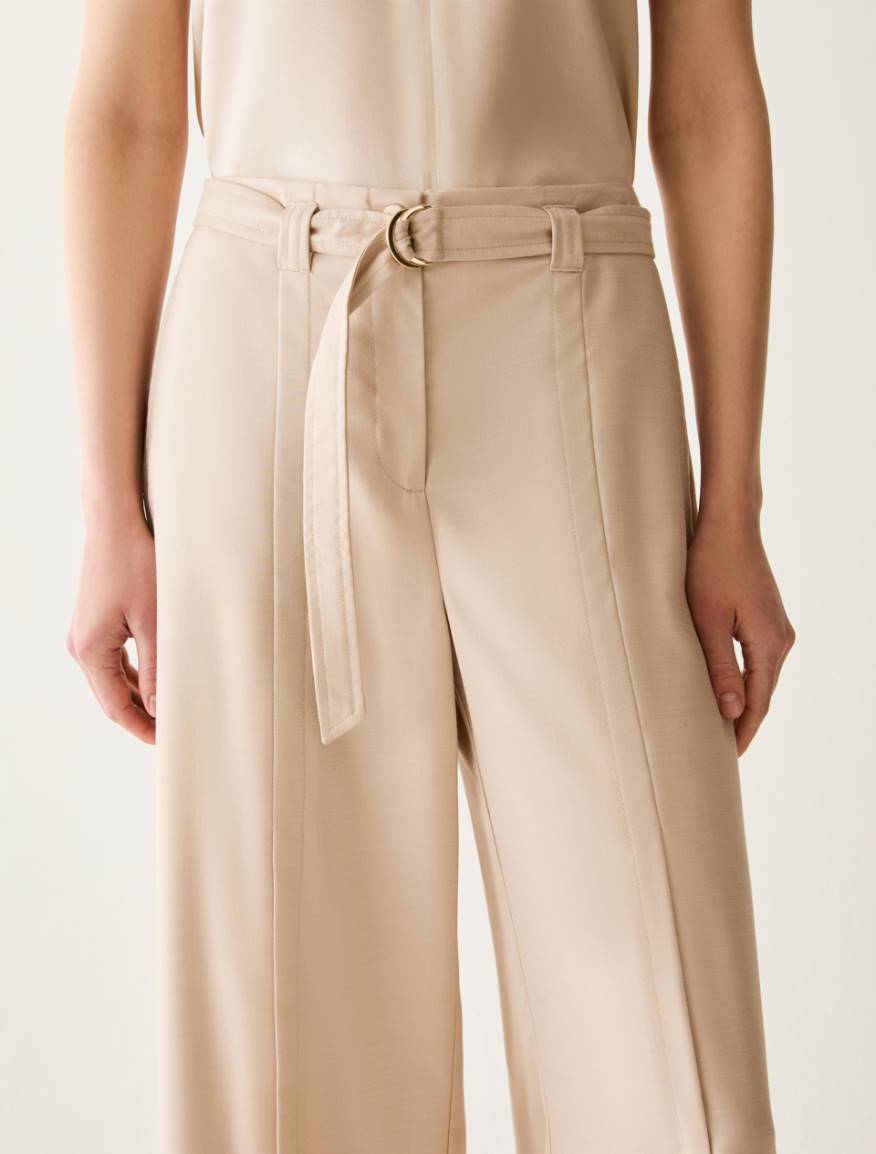 Wide-fit trousers with slits - ALMOND - Pennyblack - 4
