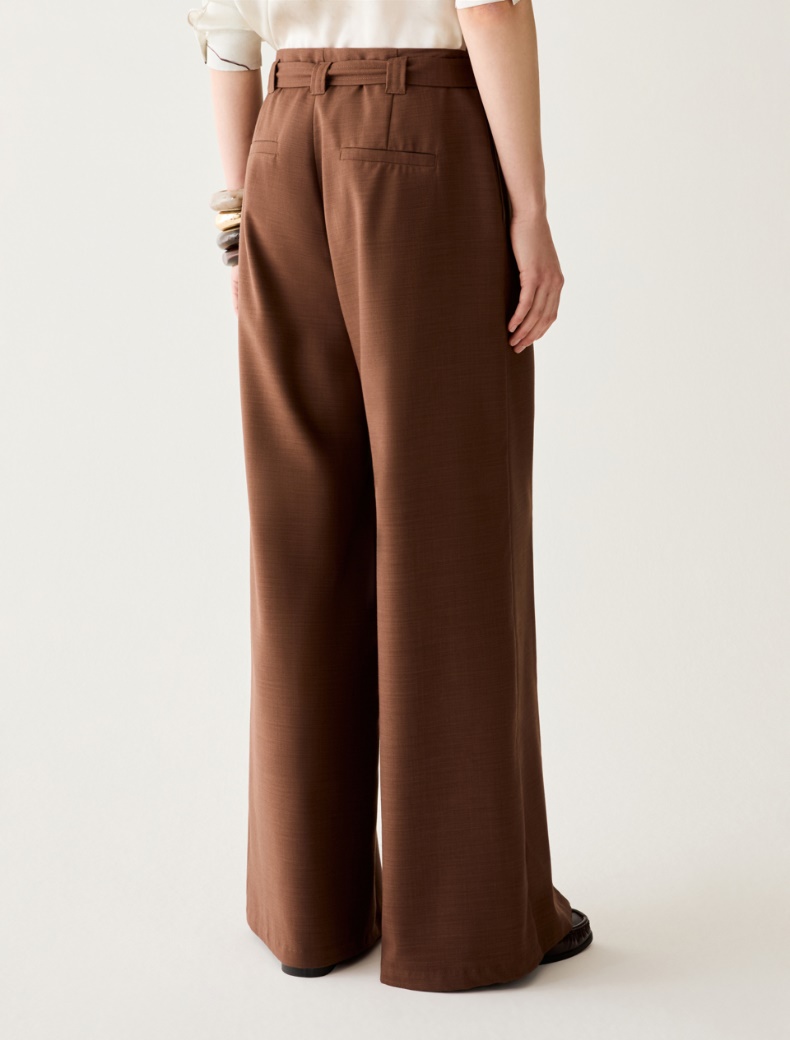 Wide-fit trousers with slits - TOBACCO BROWN - pennyblack
