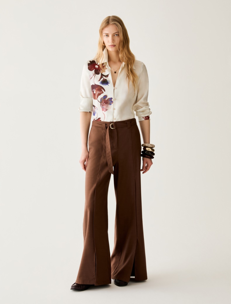 Wide-fit trousers with slits - TOBACCO BROWN - pennyblack