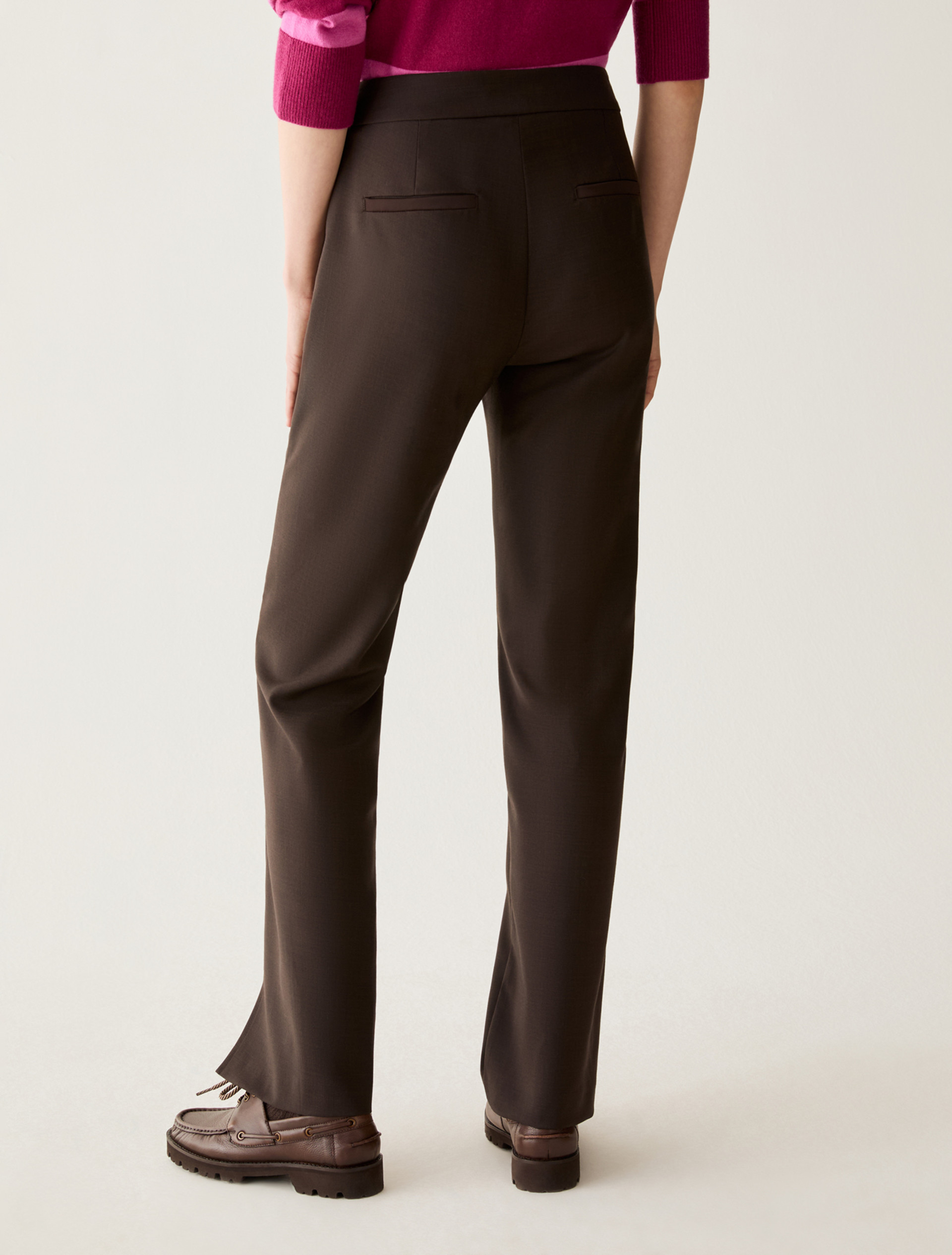Satin-detail trousers - DARK BOWN - Pennyblack - 3