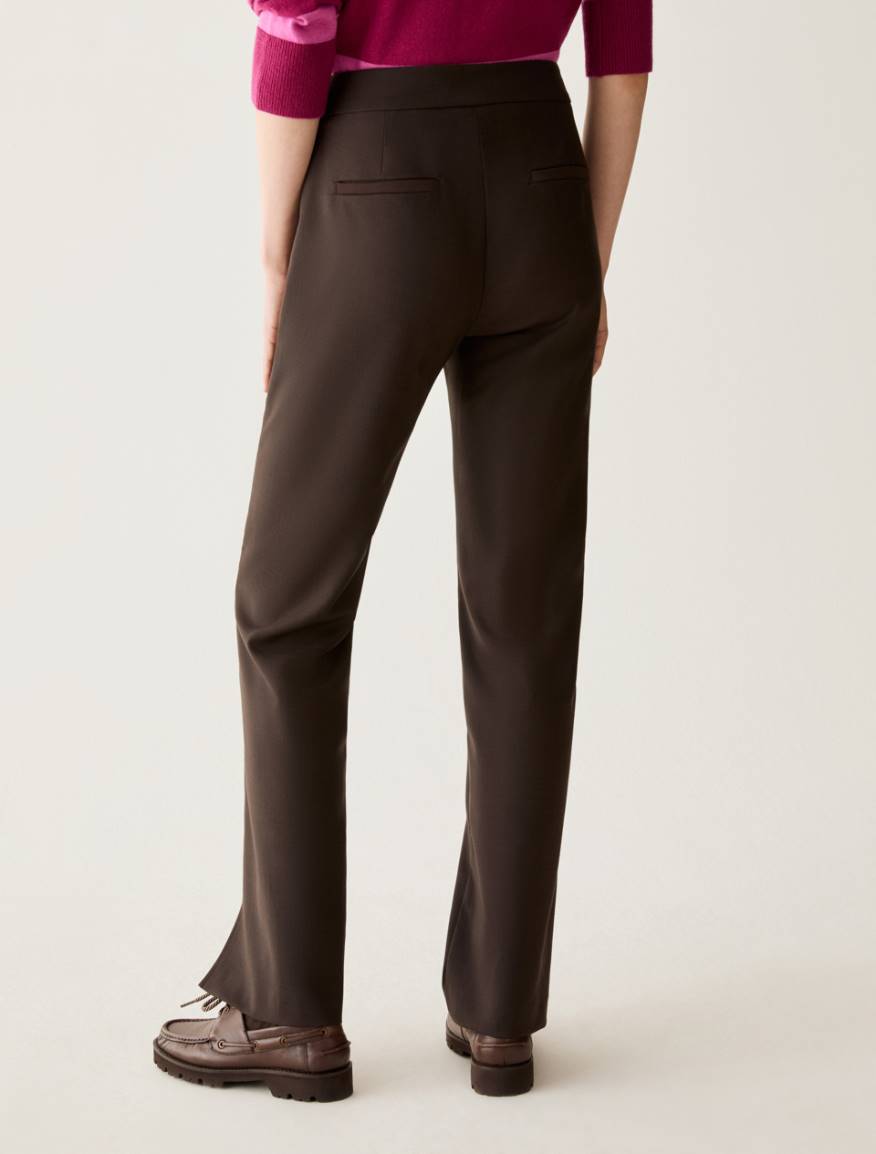 Satin-detail trousers - DARK BOWN - Pennyblack - 3