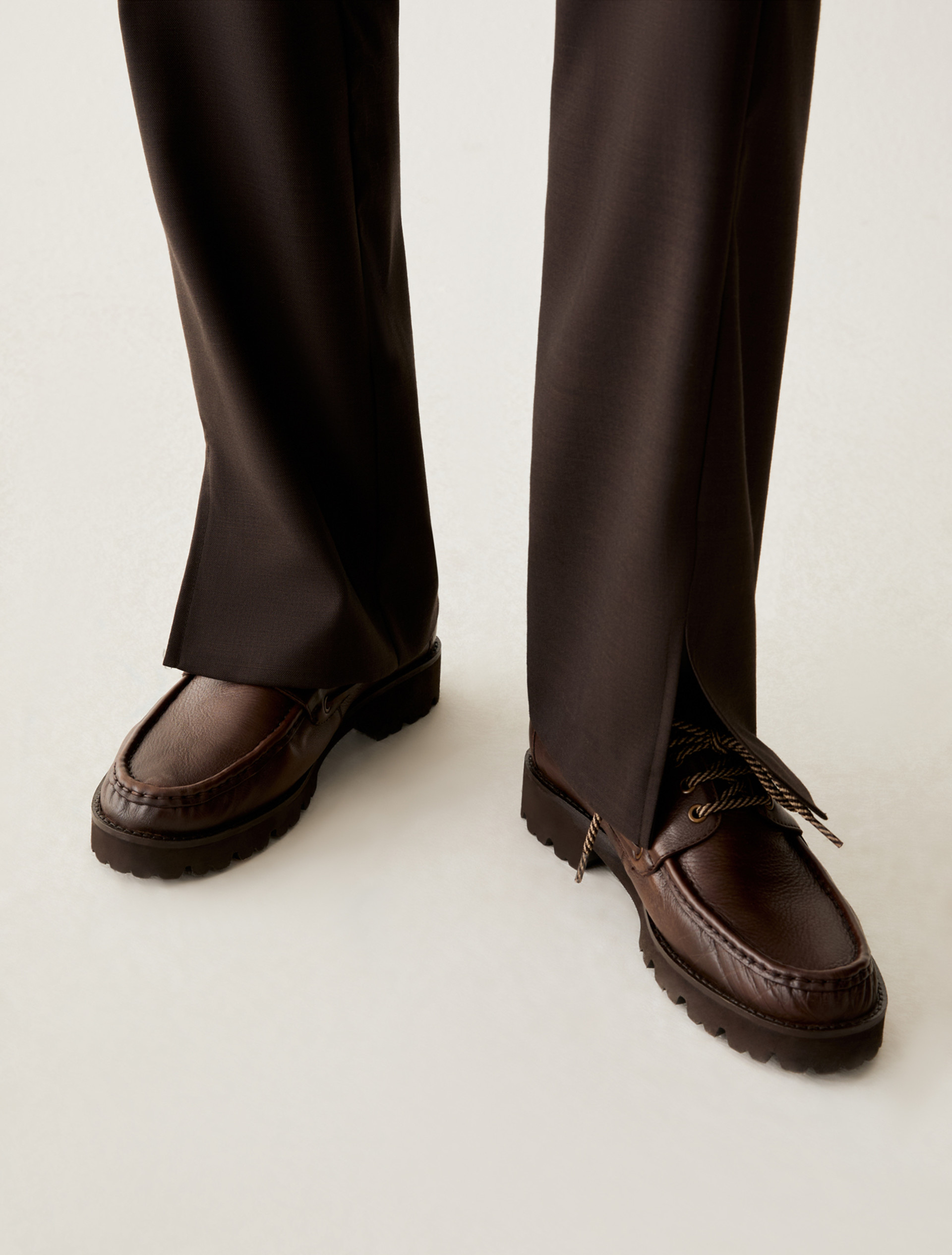 Satin-detail trousers - DARK BOWN - Pennyblack - 4