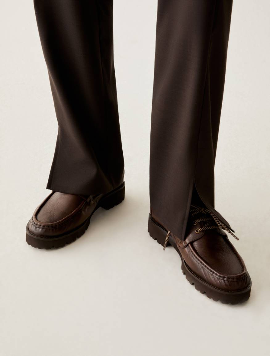 Satin-detail trousers - DARK BOWN - Pennyblack - 4