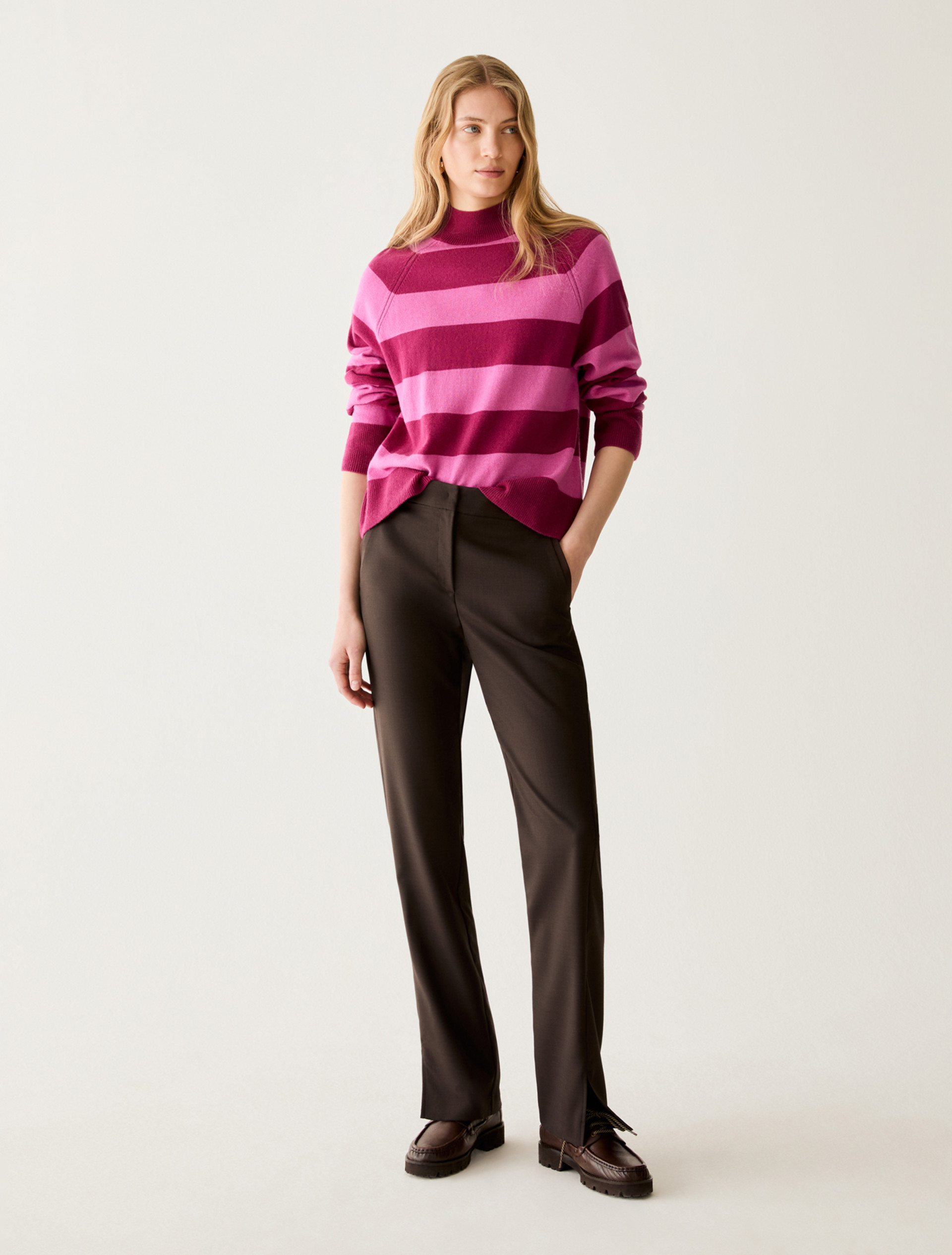 Satin-detail trousers - DARK BOWN - Pennyblack - 1