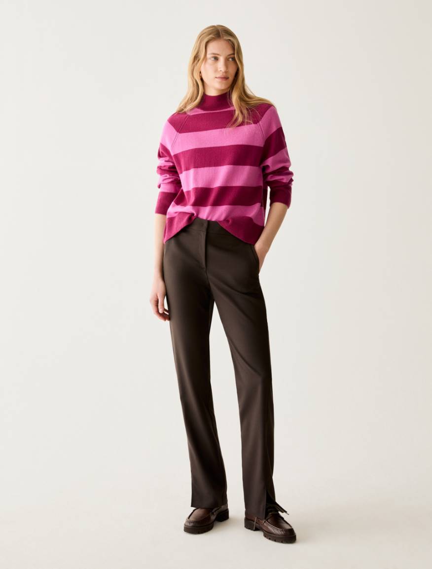 Satin-detail trousers - DARK BOWN - Pennyblack