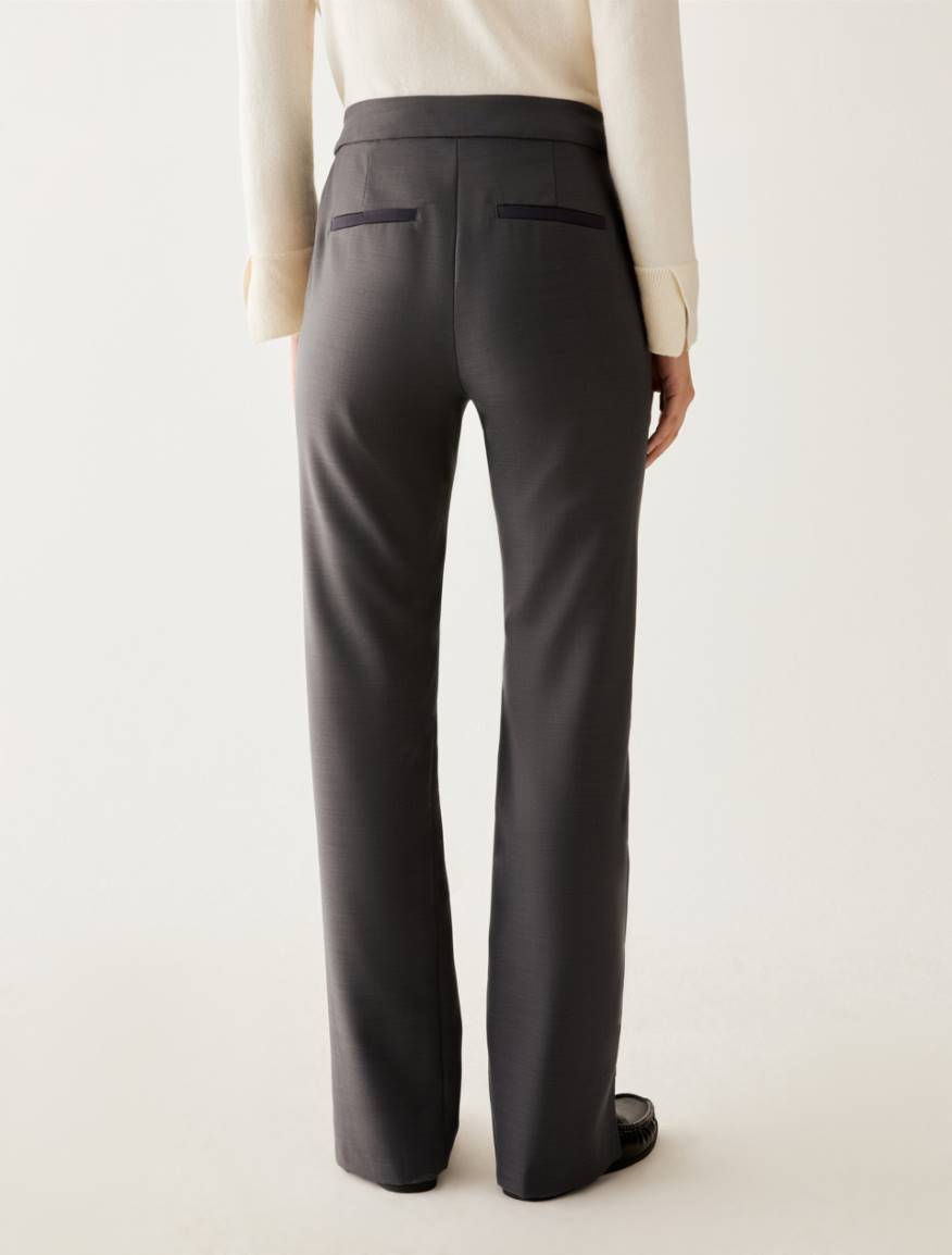 Satin-detail trousers - PEWTER - Pennyblack - 3