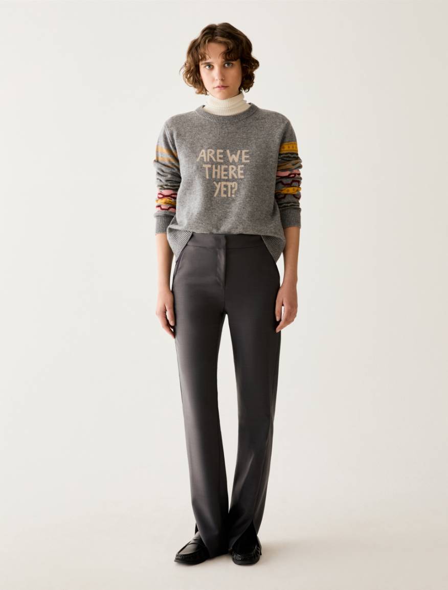 Satin-detail trousers - PEWTER - Pennyblack
