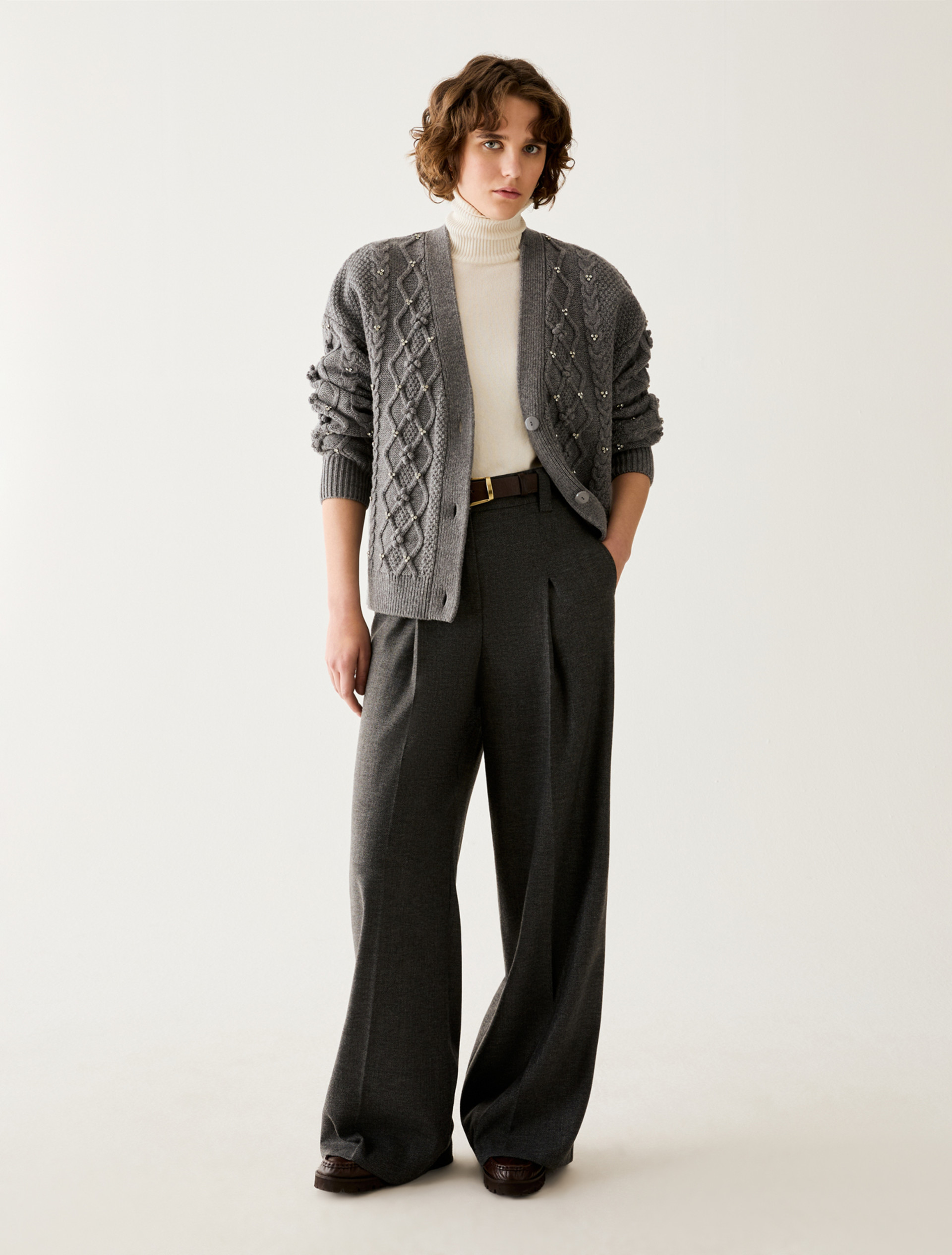 Lamé micro-pattern trousers - PEWTER - Pennyblack - 1