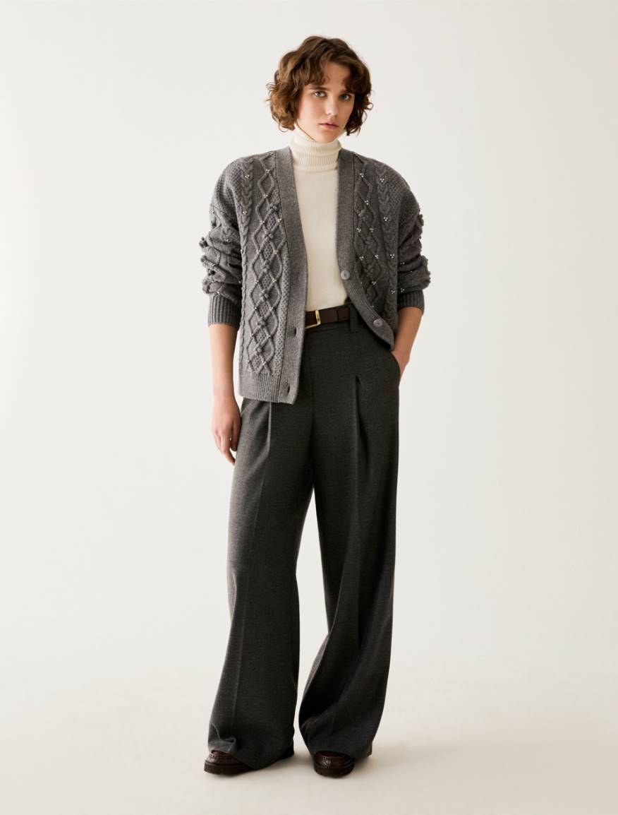 Lamé micro-pattern trousers - PEWTER - Pennyblack