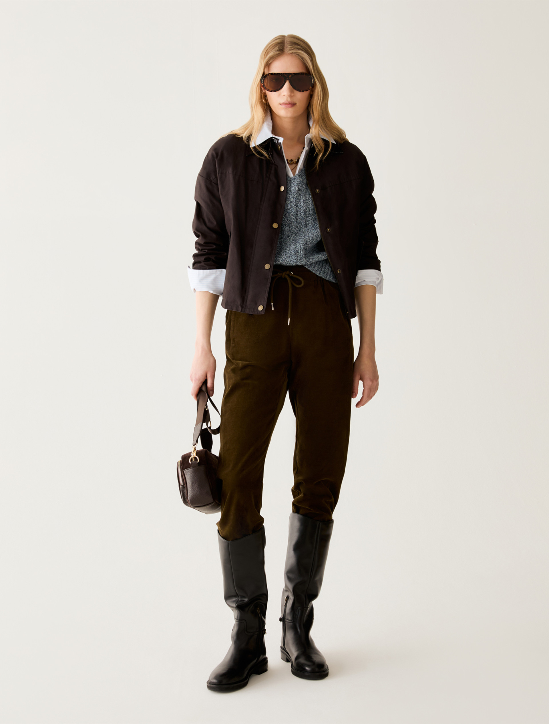 Carrot-cut corduroy trousers - KAKI - Pennyblack - 5