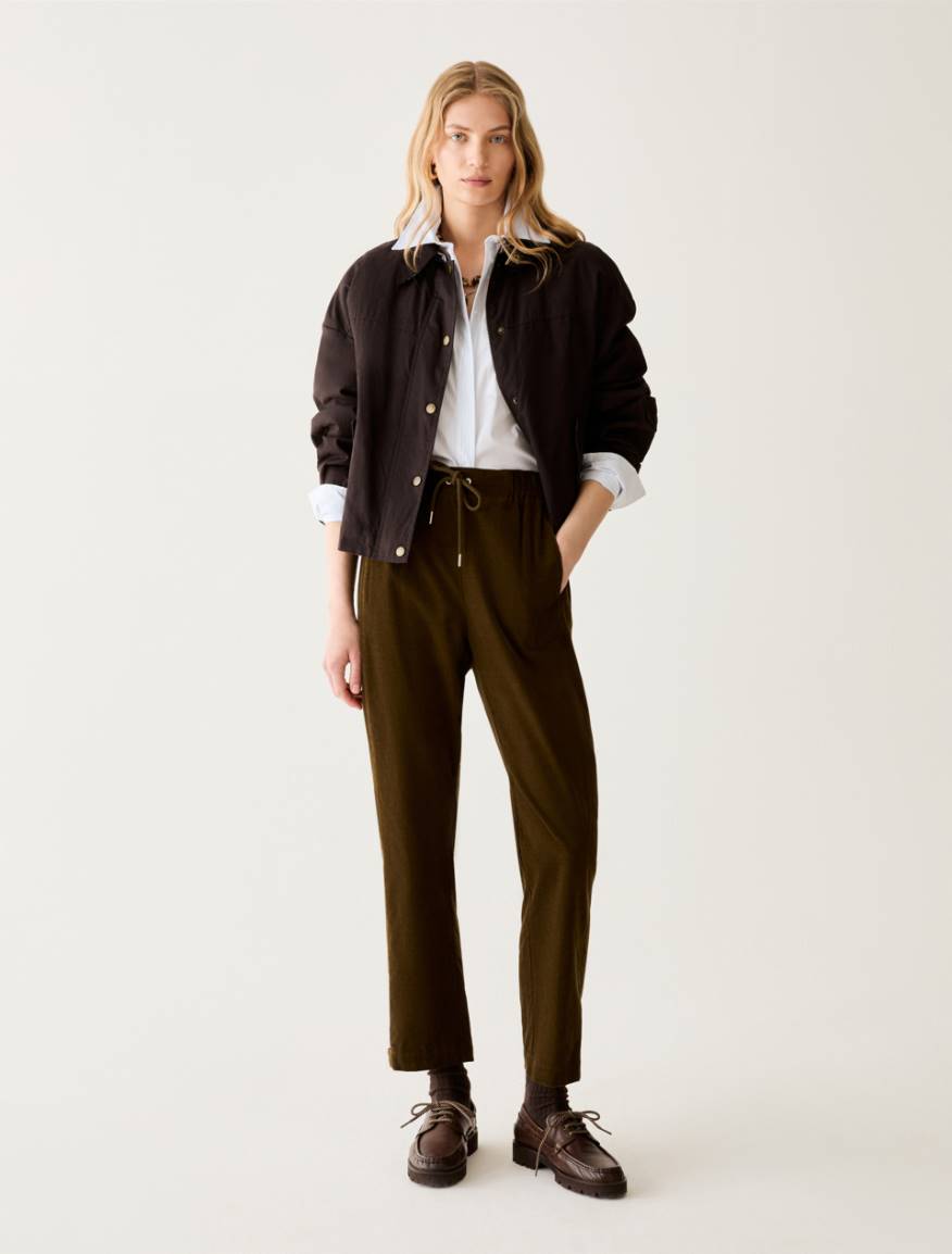 Carrot-cut corduroy trousers - KAKI - Pennyblack