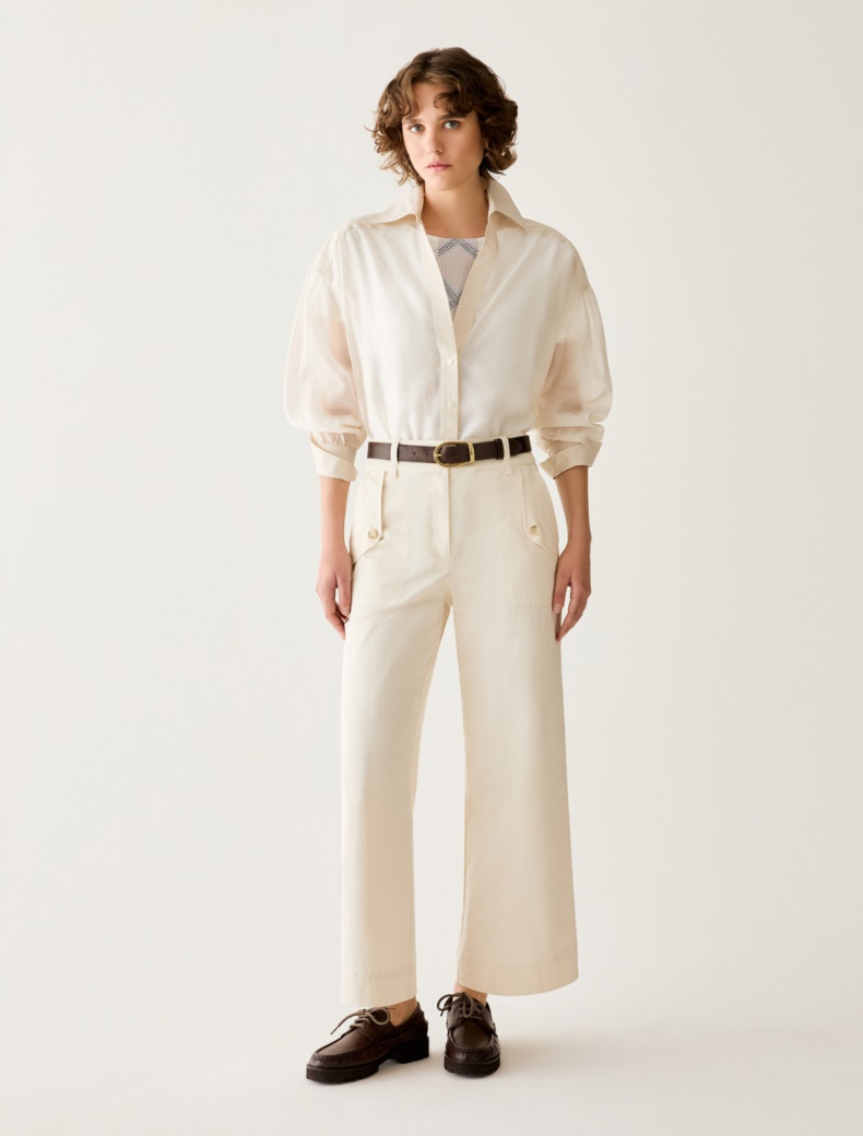 Soft gabardine trousers Soft gabardine trousers - WOOL WHITE - pennyblack
