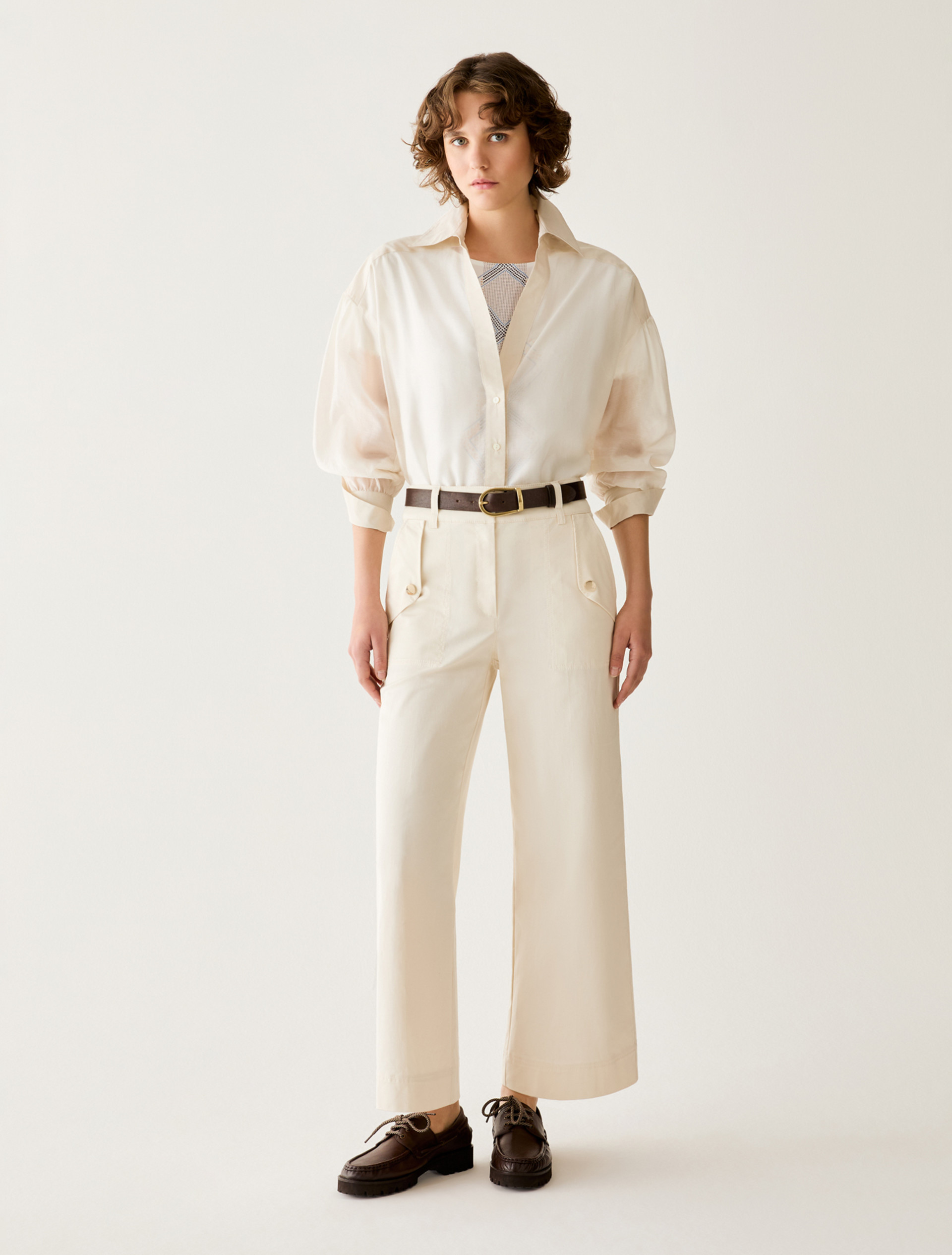 Soft gabardine trousers - WOOL WHITE - pennyblack