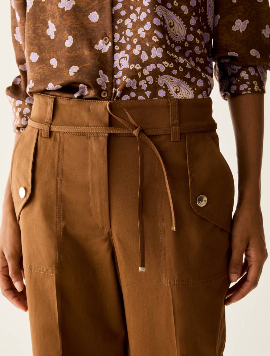 Soft gabardine trousers - TOBACCO BROWN - Pennyblack - 4