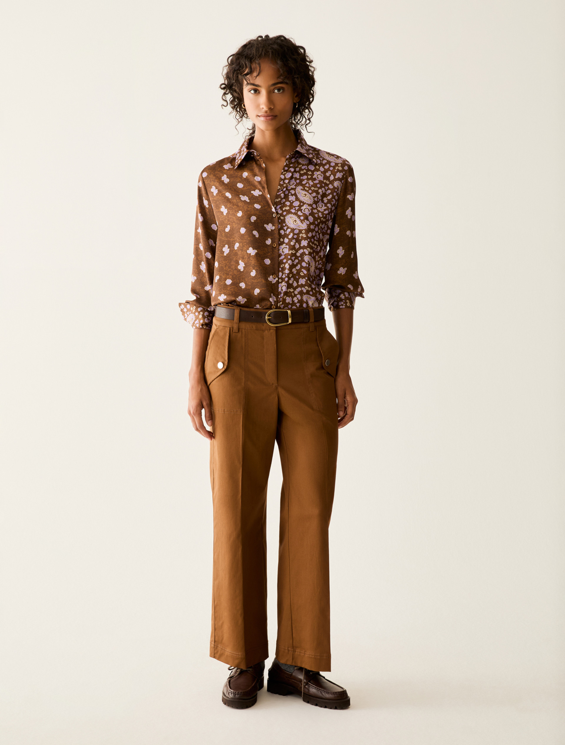 Soft gabardine trousers - TOBACCO BROWN - Pennyblack - 1