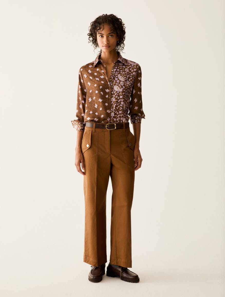 Soft gabardine trousers - TOBACCO BROWN - Pennyblack