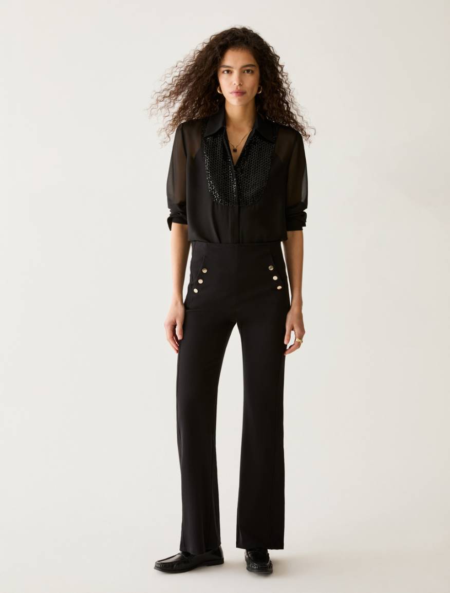 Flared cavalry twill trousers - BLACK - Pennyblack
