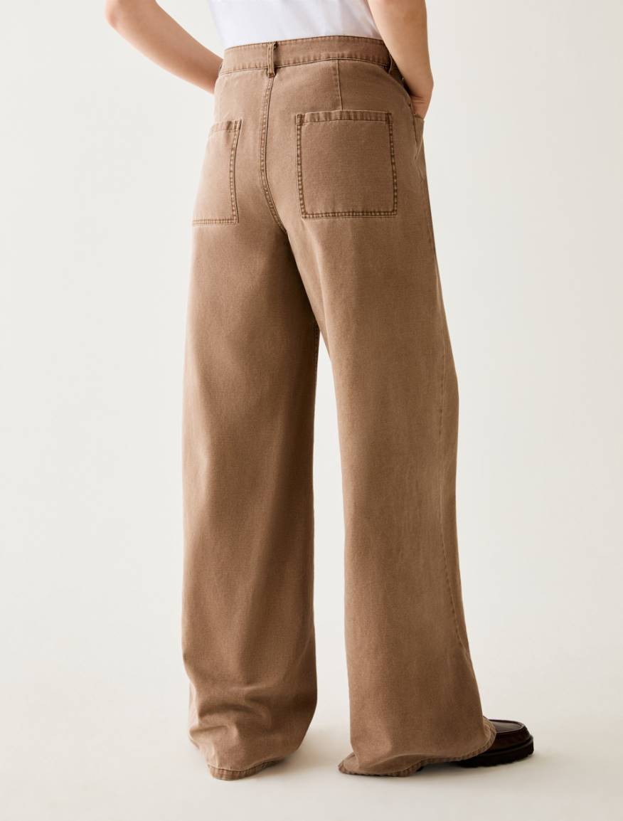 Wide-fit canvas trousers - TOBACCO BROWN - Pennyblack - 2