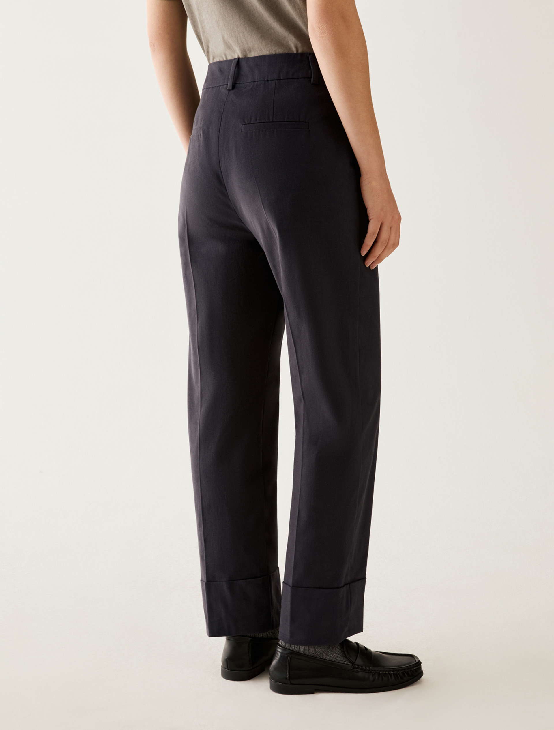 Cotton satin trousers - NAVY - pennyblack