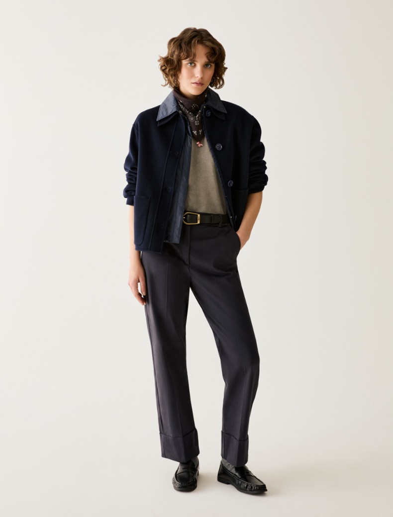 Cotton satin trousers - NAVY - pennyblack