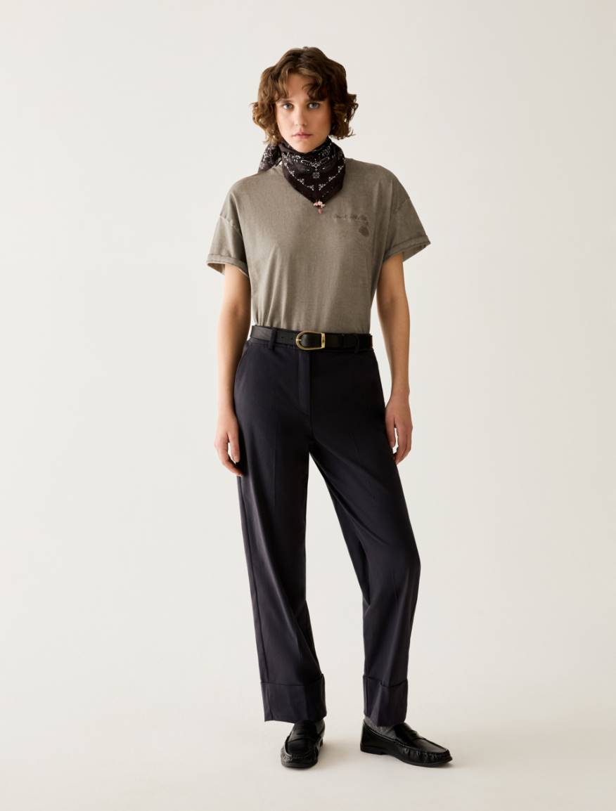 Cotton satin trousers - NAVY - Pennyblack