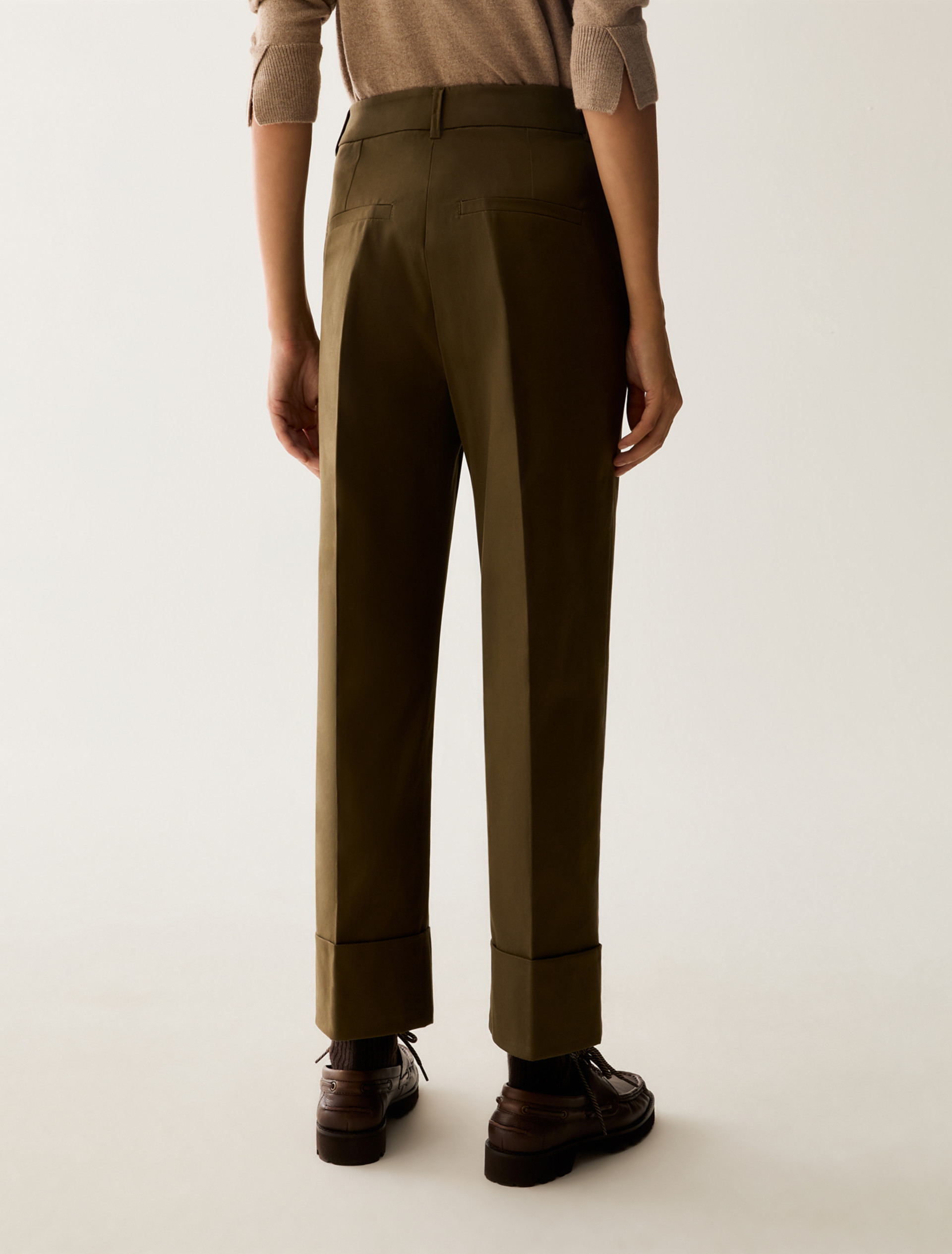 Cotton satin trousers - KAKI - Pennyblack - 3