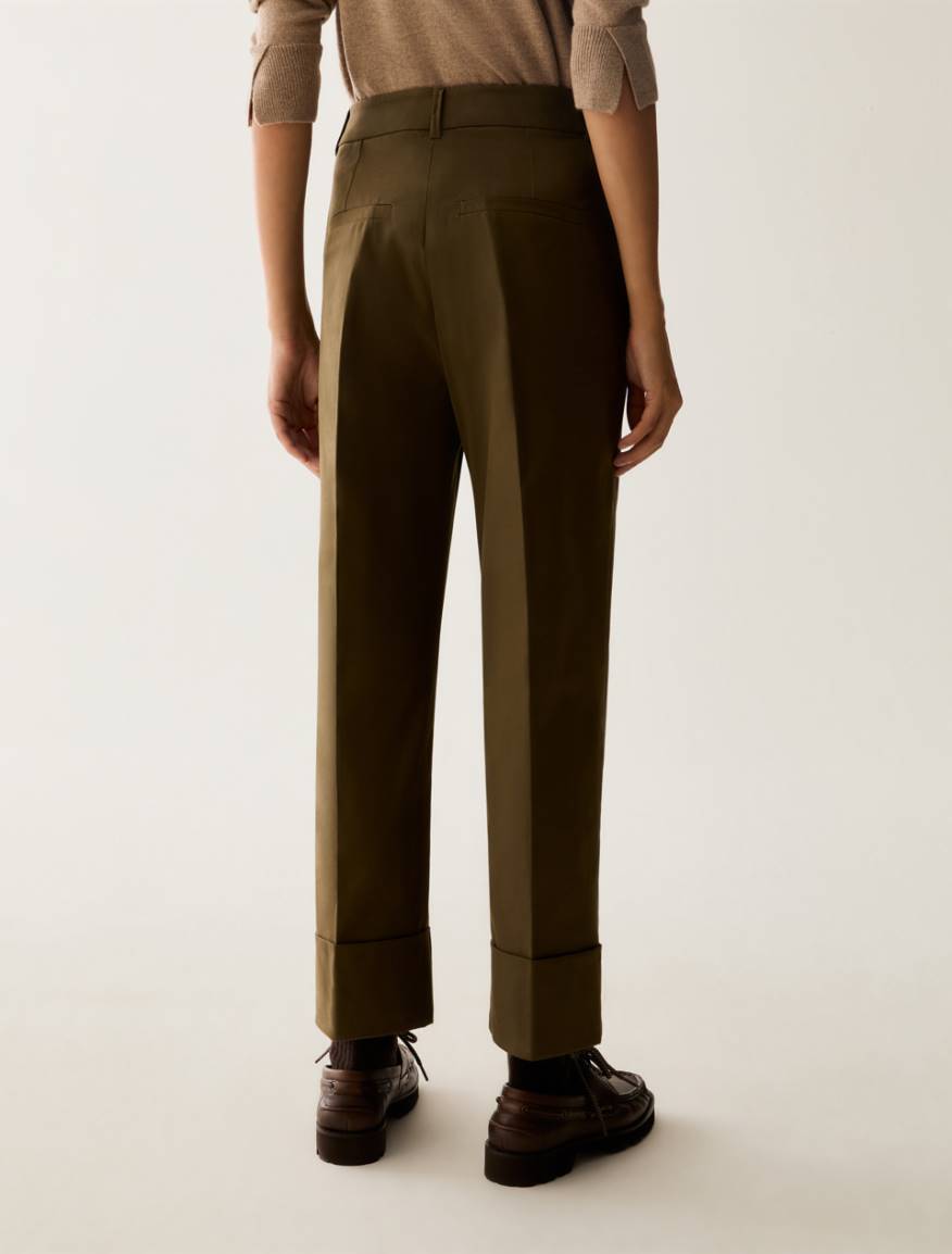Cotton satin trousers - KAKI - Pennyblack - 3