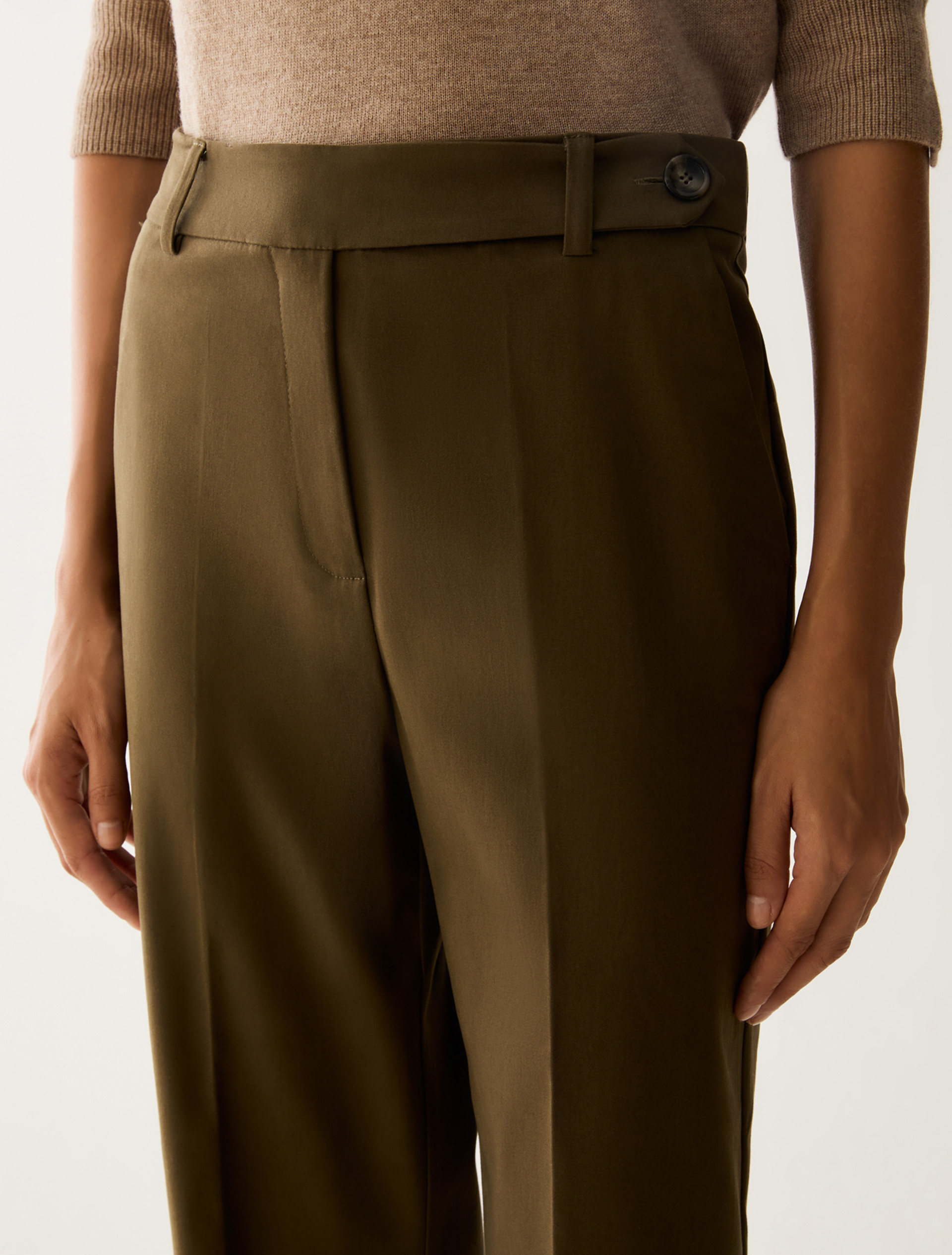 Cotton satin trousers - KAKI - Pennyblack - 4