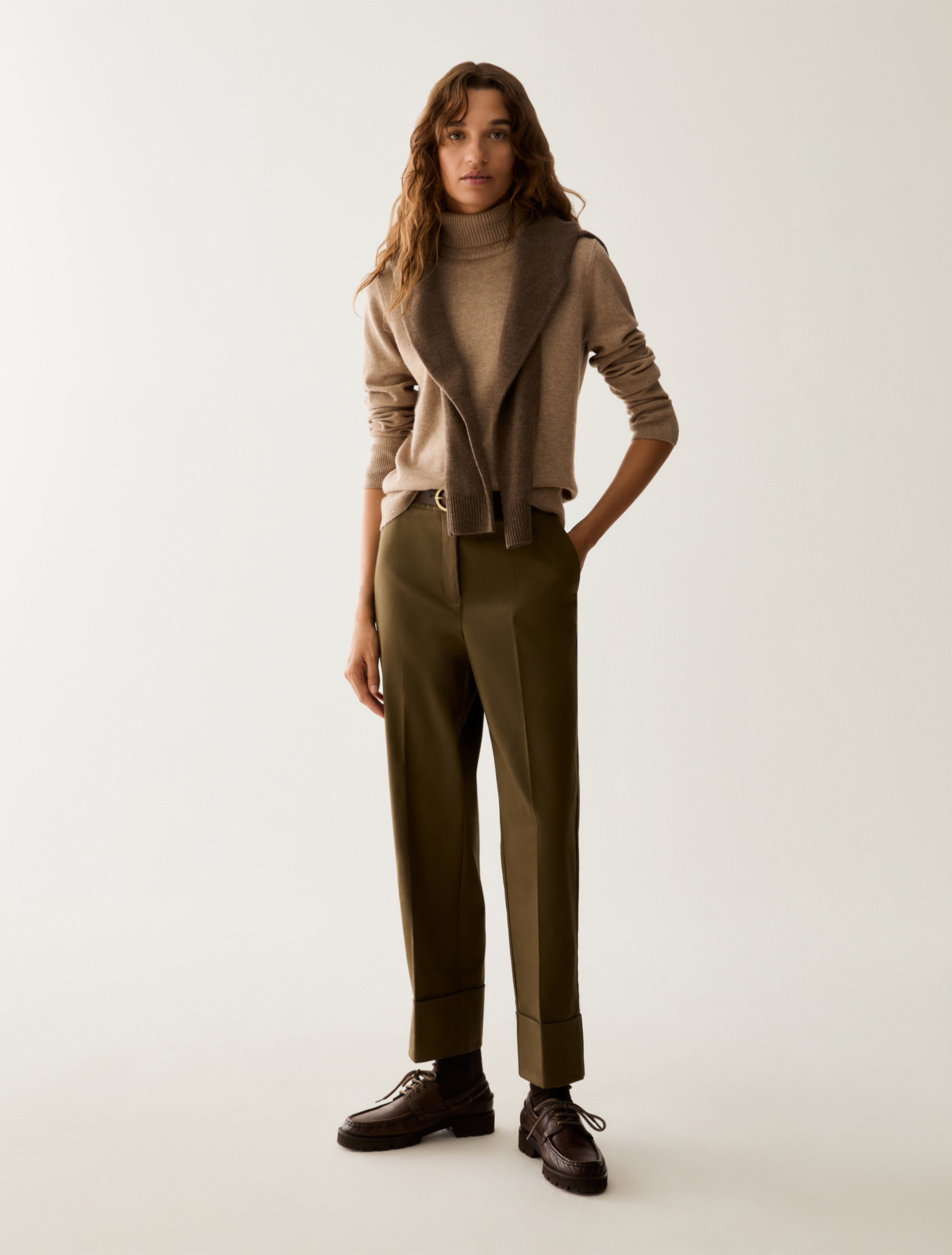 Cotton satin trousers - KAKI - Pennyblack - 1