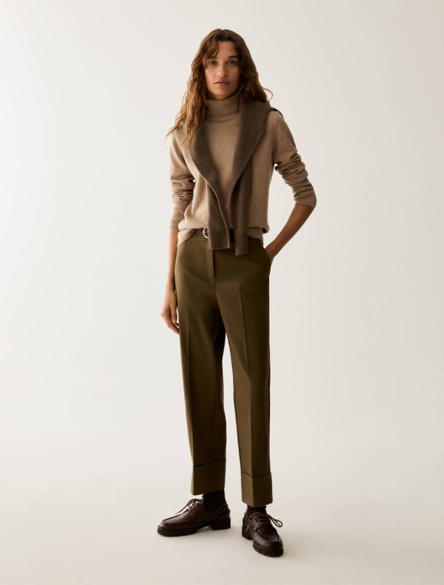 Cotton satin trousers - KAKI - Pennyblack