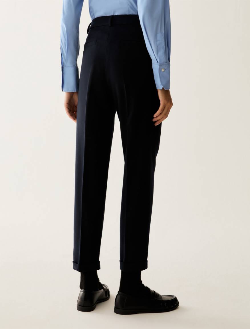 Slim-cut tailored trousers - NAVY - Pennyblack - 3