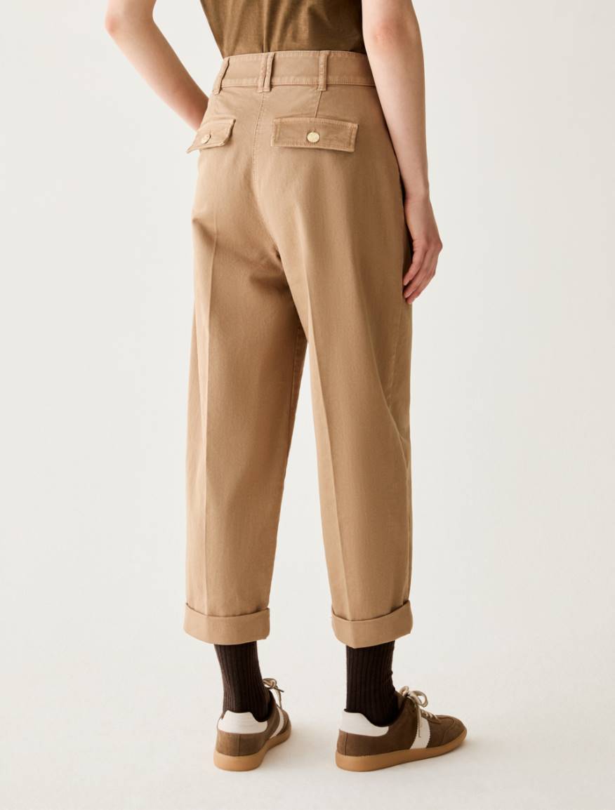 Carrot-cut cotton trousers - CAMEL - Pennyblack - 3