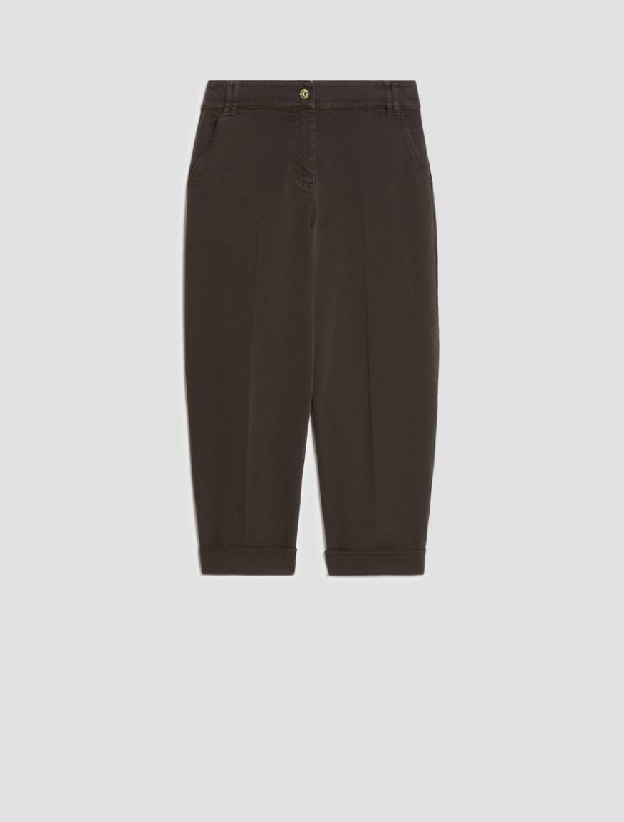 Carrot-cut cotton trousers - DARK BOWN - Pennyblack - 2