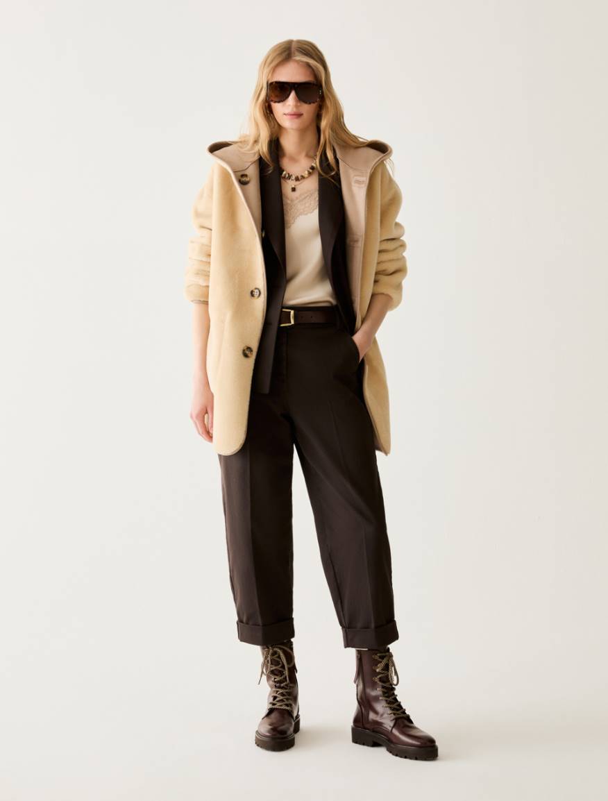 Carrot-cut cotton trousers - DARK BOWN - Pennyblack - 5