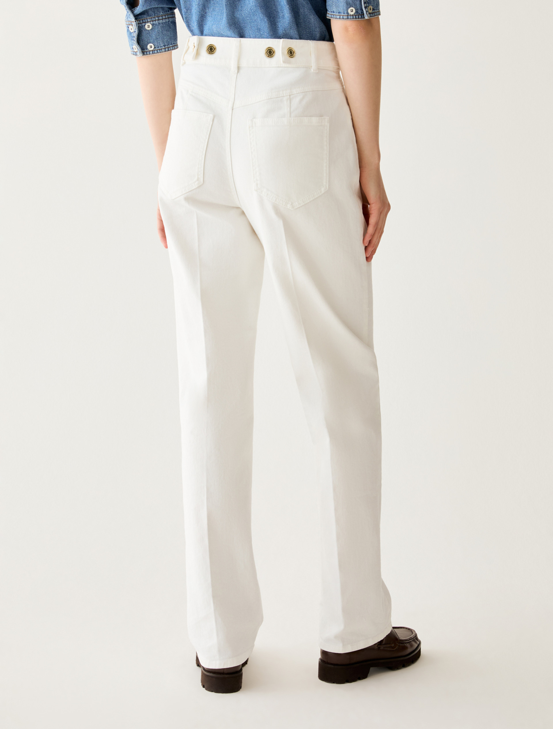 Straight-leg cotton trousers - WOOL WHITE - Pennyblack - 3