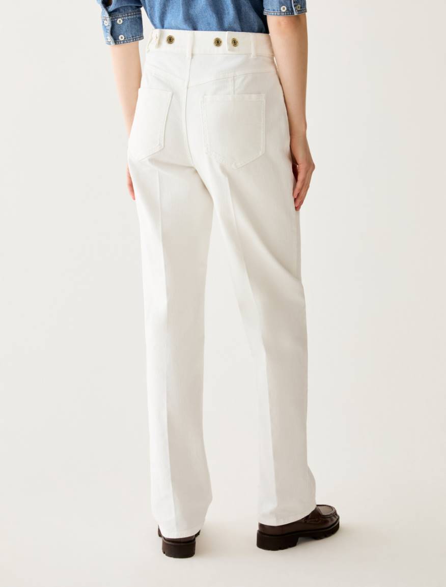 Straight-leg cotton trousers - WOOL WHITE - Pennyblack - 3
