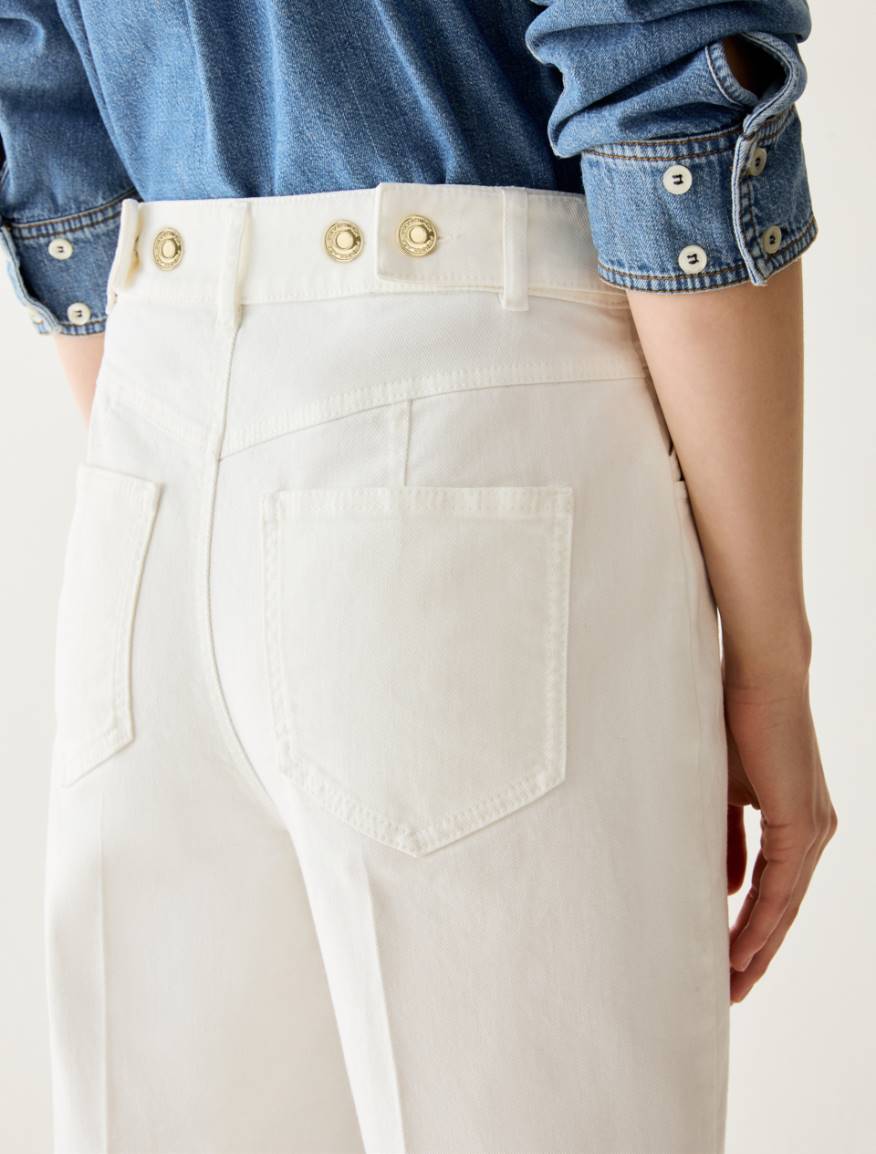 Straight-leg cotton trousers - WOOL WHITE - Pennyblack - 4