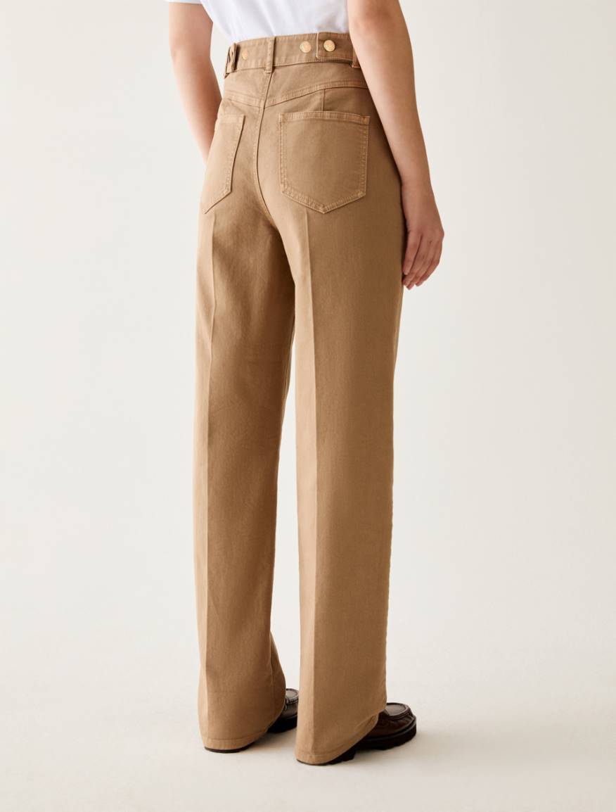 Straight-leg cotton trousers - CAMEL - Pennyblack - 3