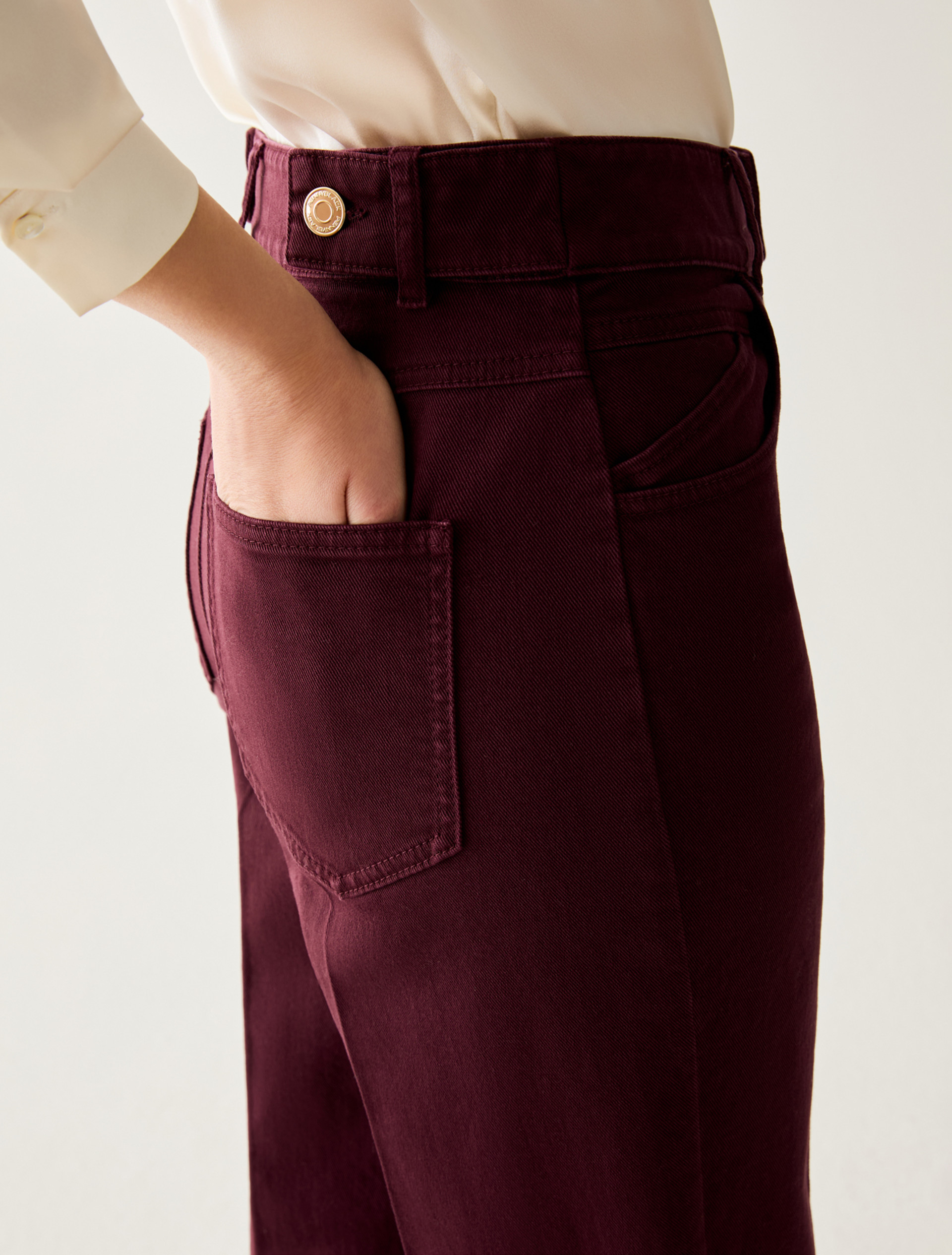 Straight-leg cotton trousers - BORDEAUX - Pennyblack - 4