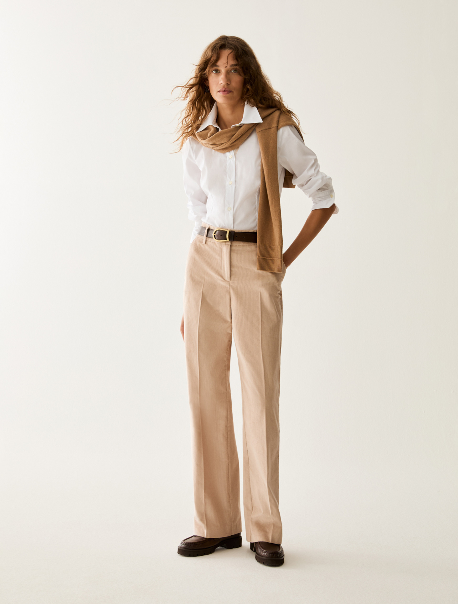 Tailored corduroy trousers - BEIGE - Pennyblack - 1