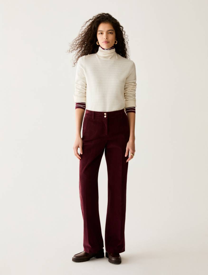 Tailored corduroy trousers - BORDEAUX - Pennyblack